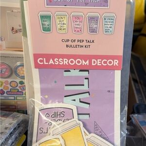 Cup of Pep Talk Classroom Decor Bulletin Kit - Pastel Pink & Lavender 61 pieces